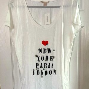 Banana Republic NWT white semi shear soft Cotten tee with blingy accents